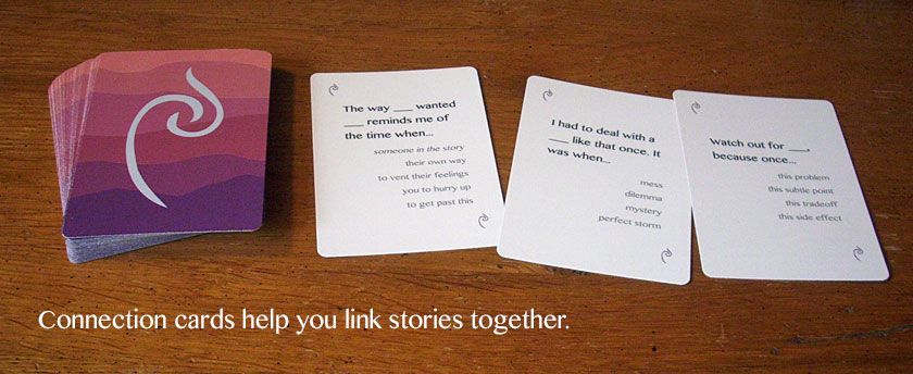Connection cards help you link stories together.